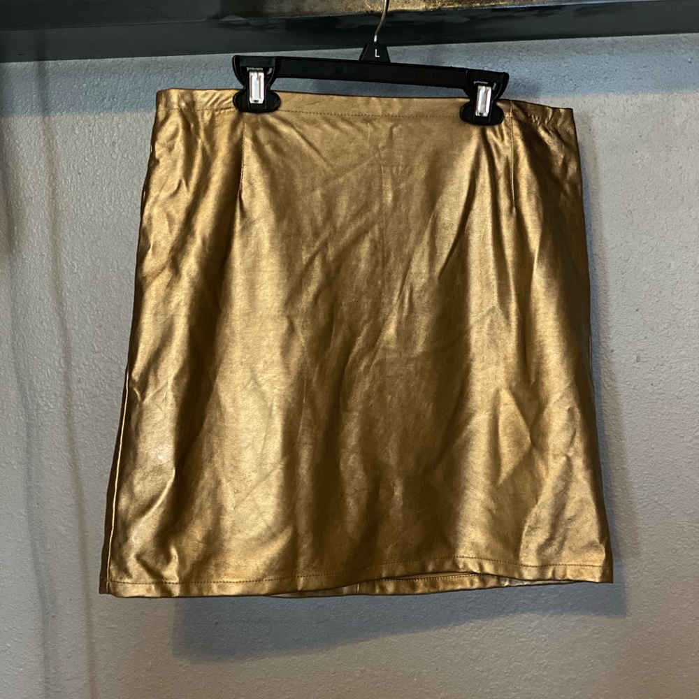 Metallic Faux Leather Skirt